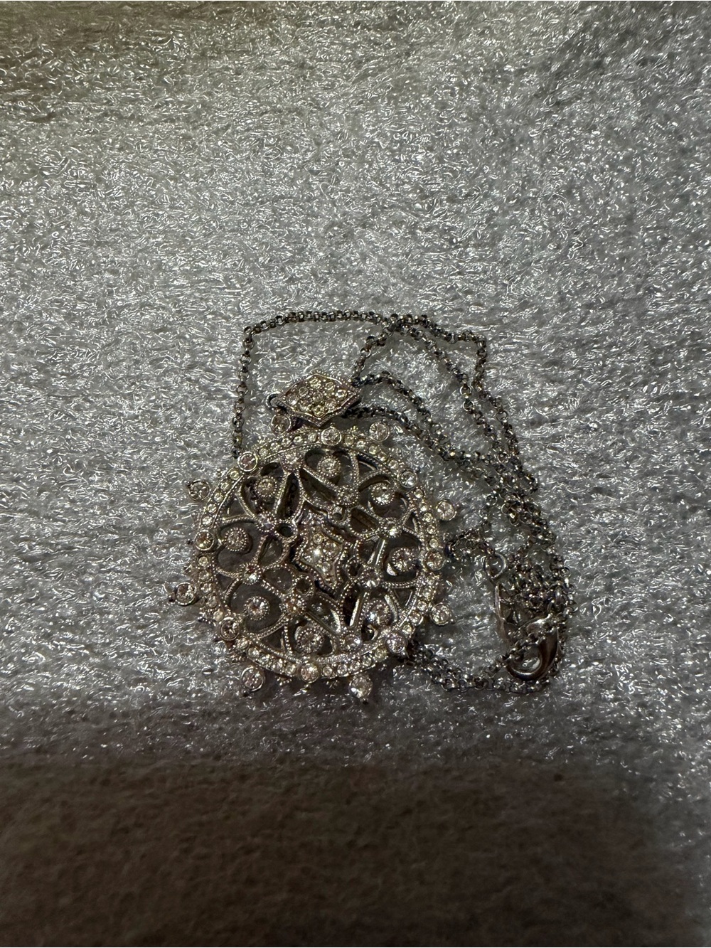 Vintage-Inspired Silver Crystal Medallion Necklace